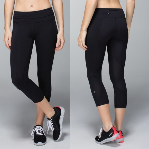 lululemon athletica Pants - lululemon | Black Crop Leggings RUN: Inspire Crop II Size 8